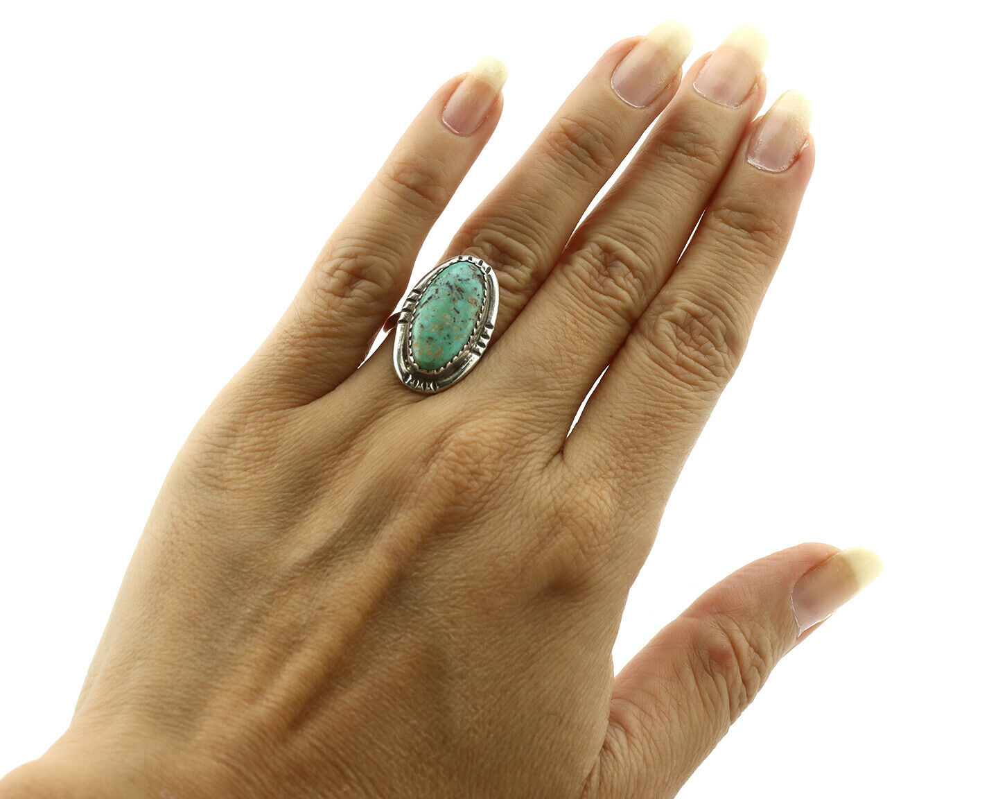 Navajo Ring .925 Silver Arizona Turquoise Native American Artist Handmade C.80's