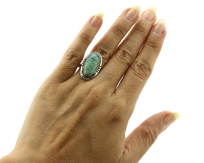 Navajo Ring .925 Silver Arizona Turquoise Native American Artist Handmade C.80's