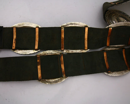 Navajo Concho Belt .925 Silver Hand Stamped Artist Suzie James C.80's