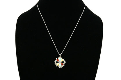 Women's Zuni Pendant .925 Silver Gemstone Signed AN Necklace