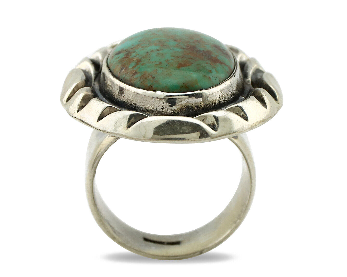 Navajo Ring 925 Silver Spiderweb Bisbee Turquoise Signed C Montoya C.80's