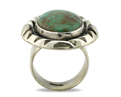 Navajo Ring 925 Silver Spiderweb Bisbee Turquoise Signed C Montoya C.80's