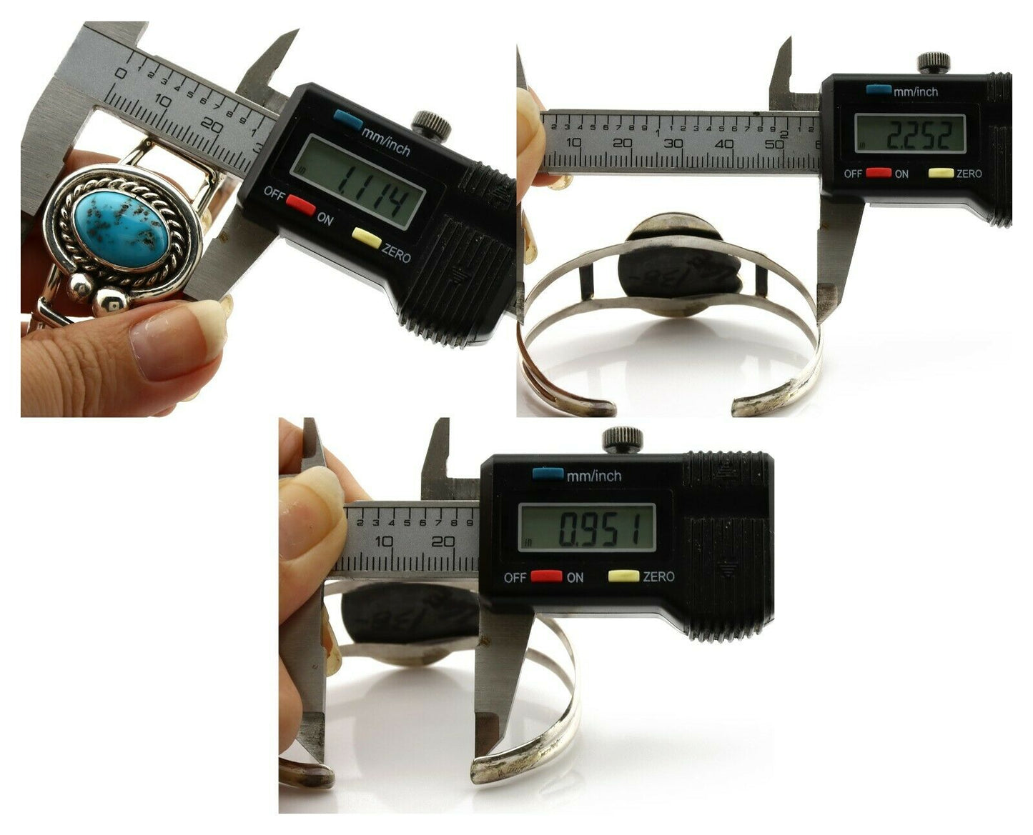 Navajo Bracelet .925 Silver Morenci Turquoise Artist Signed C Montoya 80's