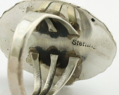 Navajo Ring .925 Silver Kingman Turquoise Native American Artist C.1980's