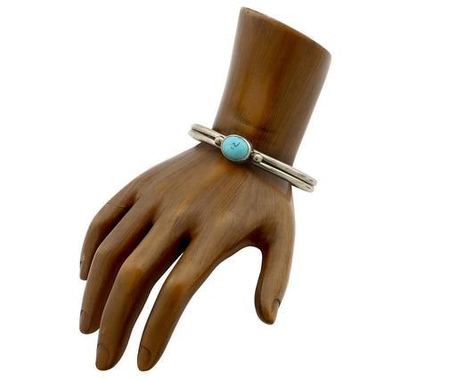Navajo Bracelet .925 Silver Sleeping Beauty Turquoise Native American C.80's