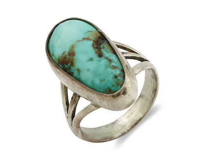 Navajo Ring .925 Silver Arizona Turquoise Native American Artist C80s