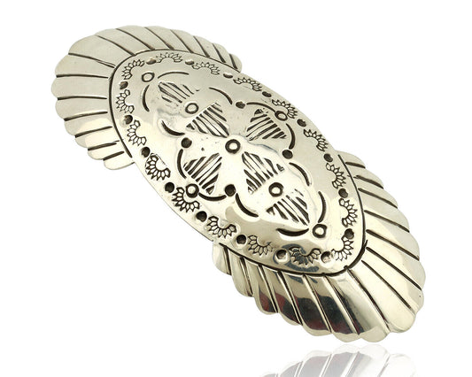 Navajo Hair Clip Barrette .925 Silver Hand Stamped Artist C Montoya C80s