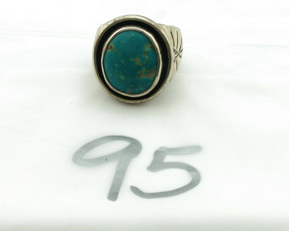 Navajo Ring .925 Silver Blue Gem Turquoise Artist Signed DZ C.80's