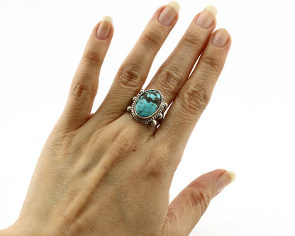 Navajo Ring .925 Silver Blue Southwest Turquoise Native American Artist C80s