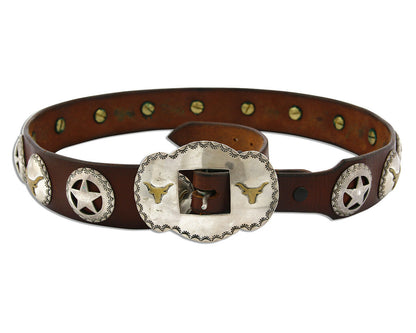 Navajo Concho Belt .925 Silver Signed Sacajawea C.80's