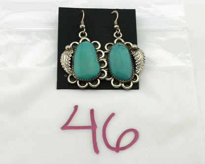 Navajo Earrings .925 Silver Kingman Turquoise Native American Artist C.80's