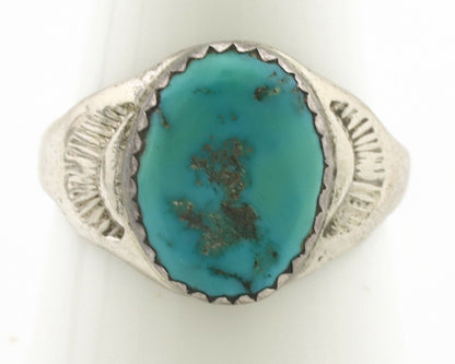 Zuni Ring .925 Silver Natural Blue Turquoise Native American Artist C.1980's