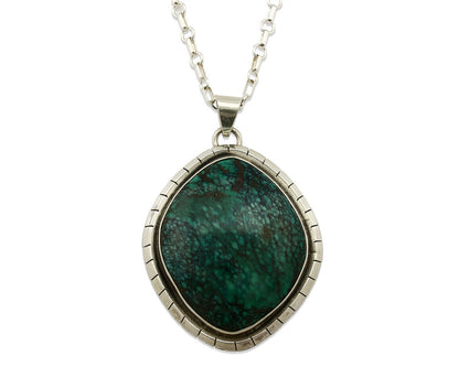 Navajo Necklace .925 Silver Spiderweb Turquoise Artist Native American C.80's