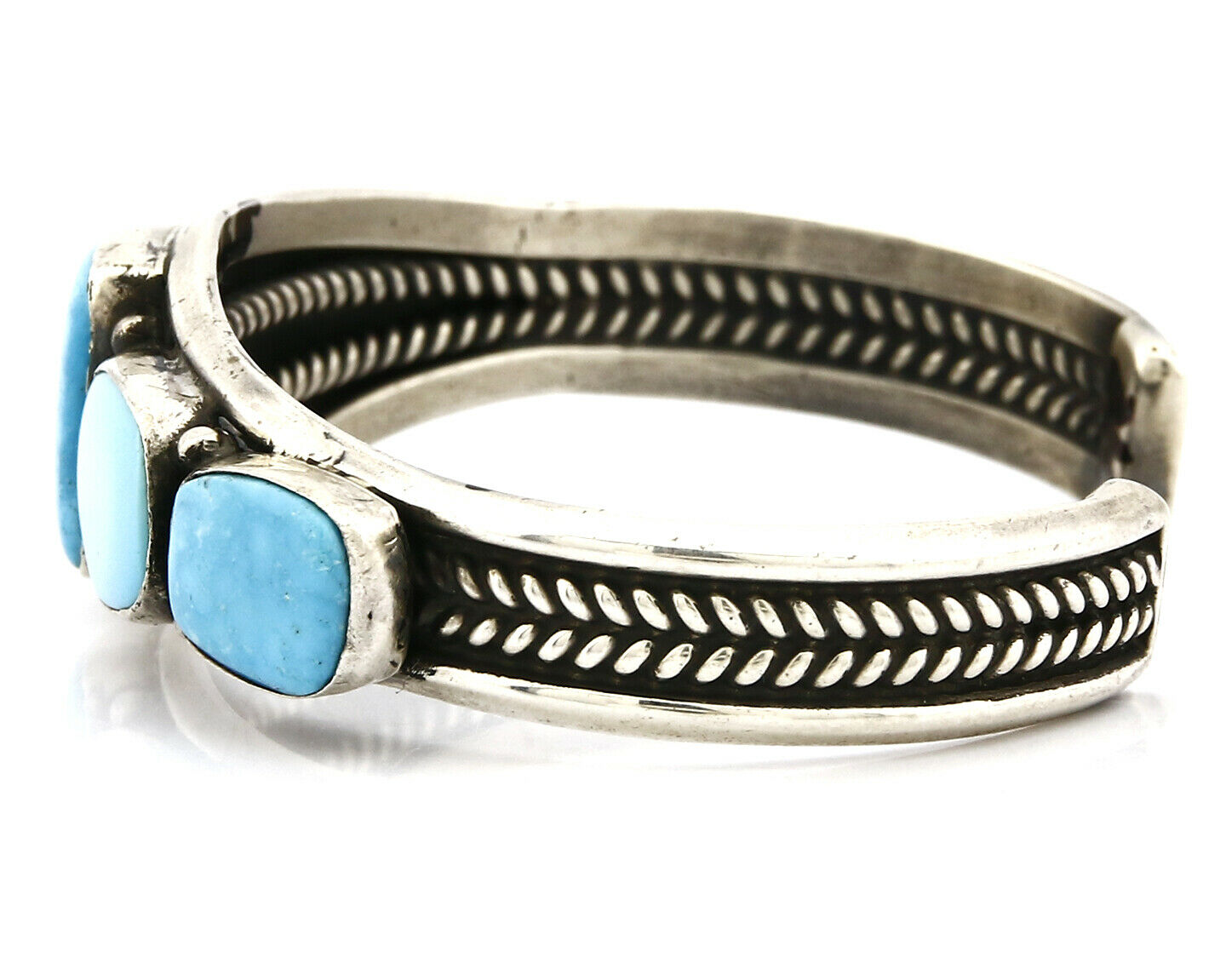 Women's Navajo Bracelet .925 Silver Turquoise Harold Becenti Cuff C.80's