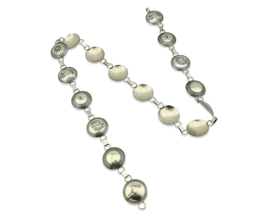 Navajo Concho Belt .925 Silver Pictograph Animal Native American C.80's