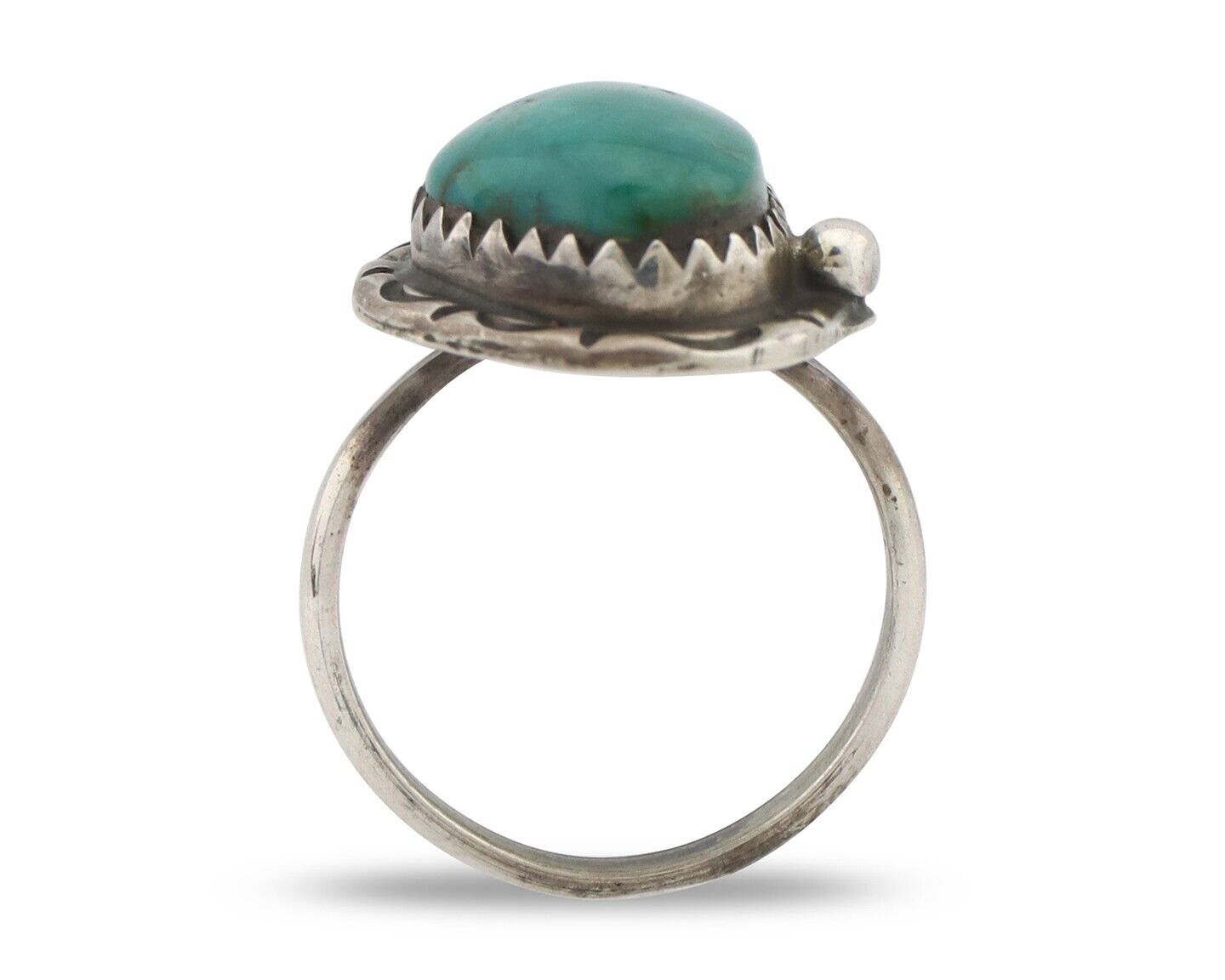 Navajo Handmade Ring 925 Silver Gem Grade Turquoise Native Artist C.80's