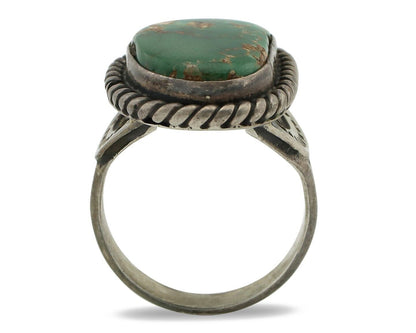 Navajo Ring .925 Silver Manassas Turquoise Native Artist Signed C.80's
