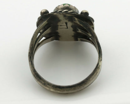 Navajo Ring .925 Silver Green Turquoise Artist Signed F C.80's