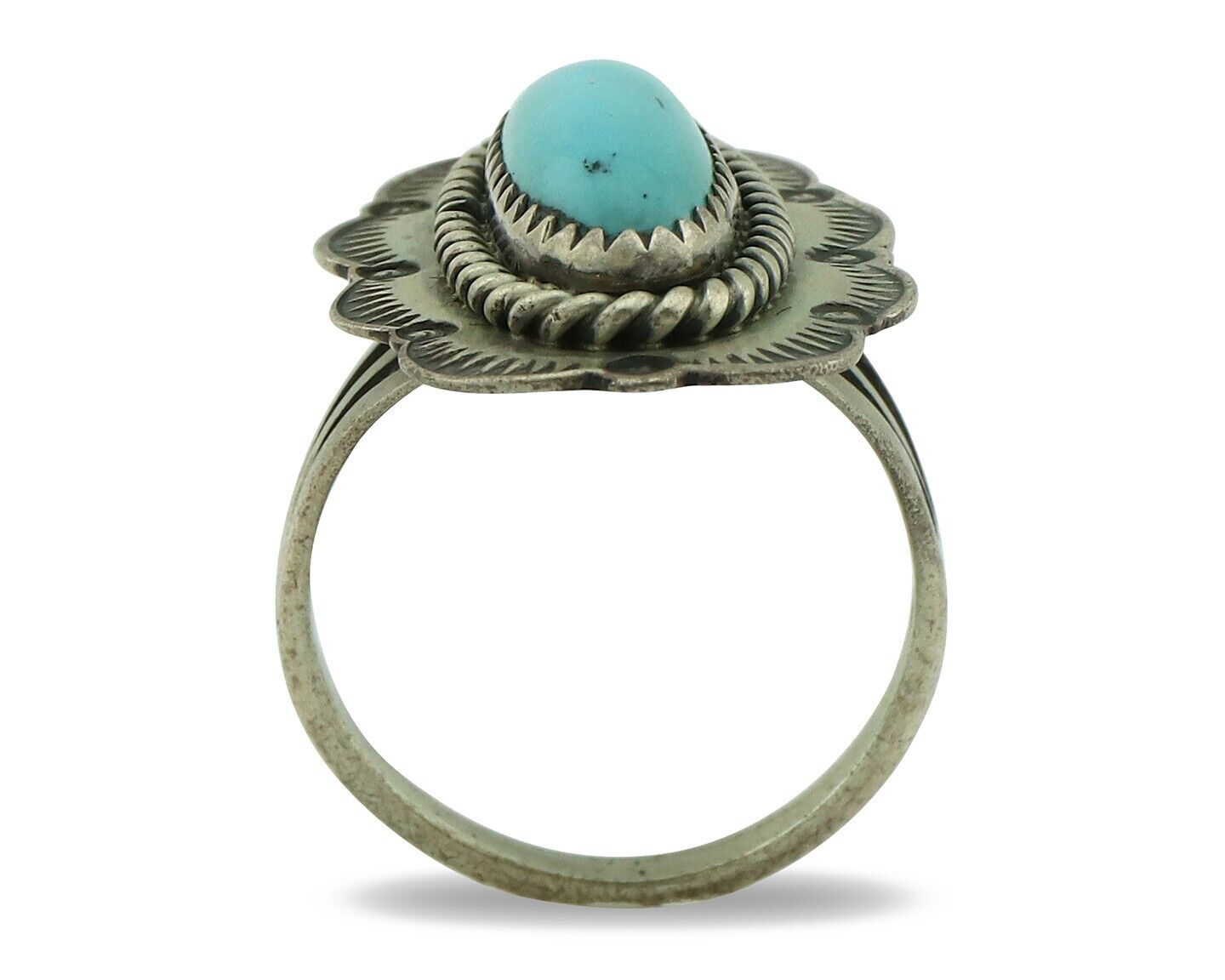 Navajo Ring 925 Silver Turquoise Native American Artist C.80's