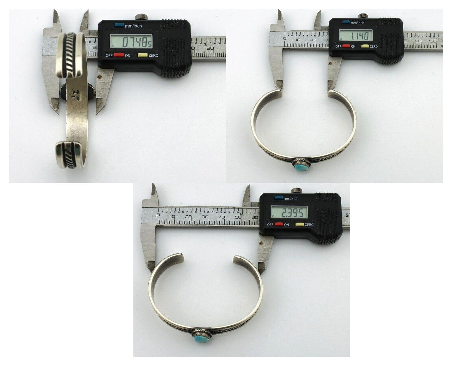 Women's Navajo .925 Silver Blue Natural Turquoise Artist Signed AL C.80's