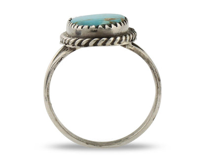 Navajo Handmade Ring 925 Silver Kingman Turquoise Artist Signed MC C.80's