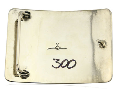 Navajo Handmade Belt Buckle .999 Nickle Silver Onyx Artist Signed Tipi C.80's