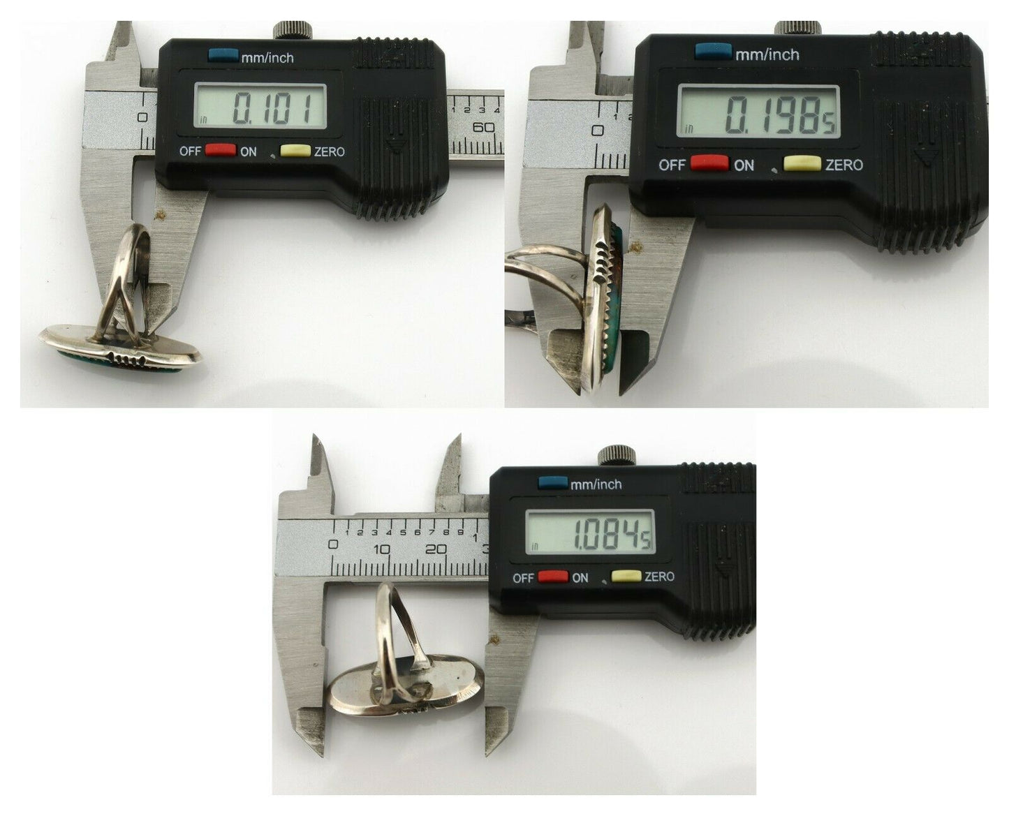 Navajo Ring .925 Silver Turquoise Mountain Signed USA C.80's