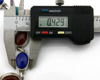 Navajo Bracelet .925 SOLID Silver Natural Gemstones Signed Artist Nakai C.80's