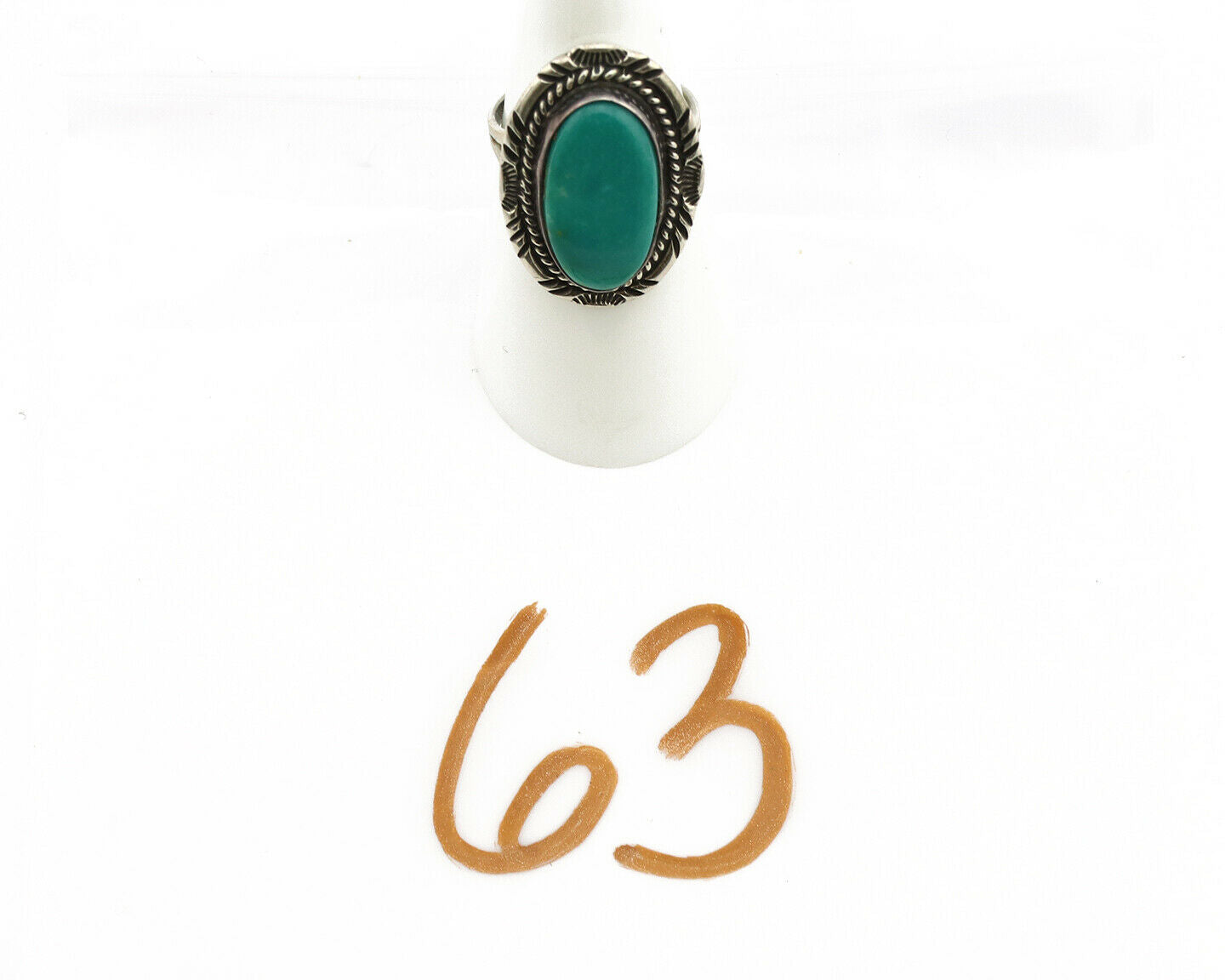 Navajo Ring .925 Silver Nevada Turquoise Native American Artist C.1980's