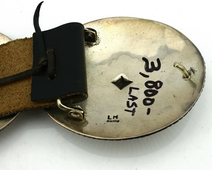 Navajo Concho Belt .925 Silver Hand Stamped Artist Signed LM C.80's