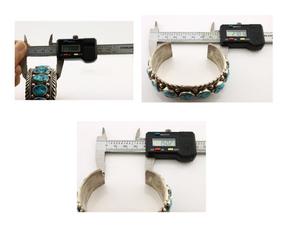 Navajo Link Bracelet .925 Silver Sleeping Beauty Turquoise Native Artist C.80's