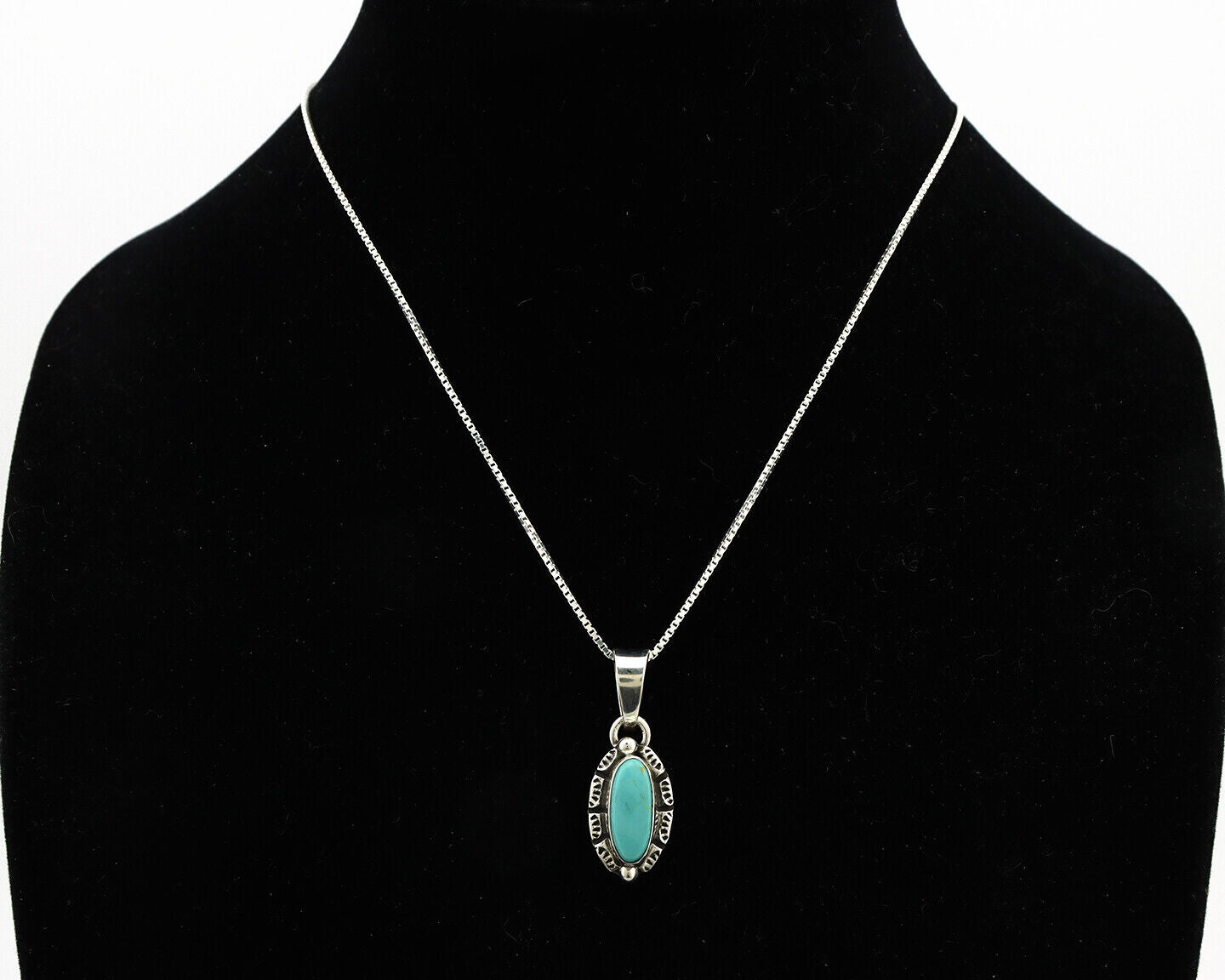 Navajo Necklace 925 Silver Kingman Turquoise Artist Signed Gecko C.80's