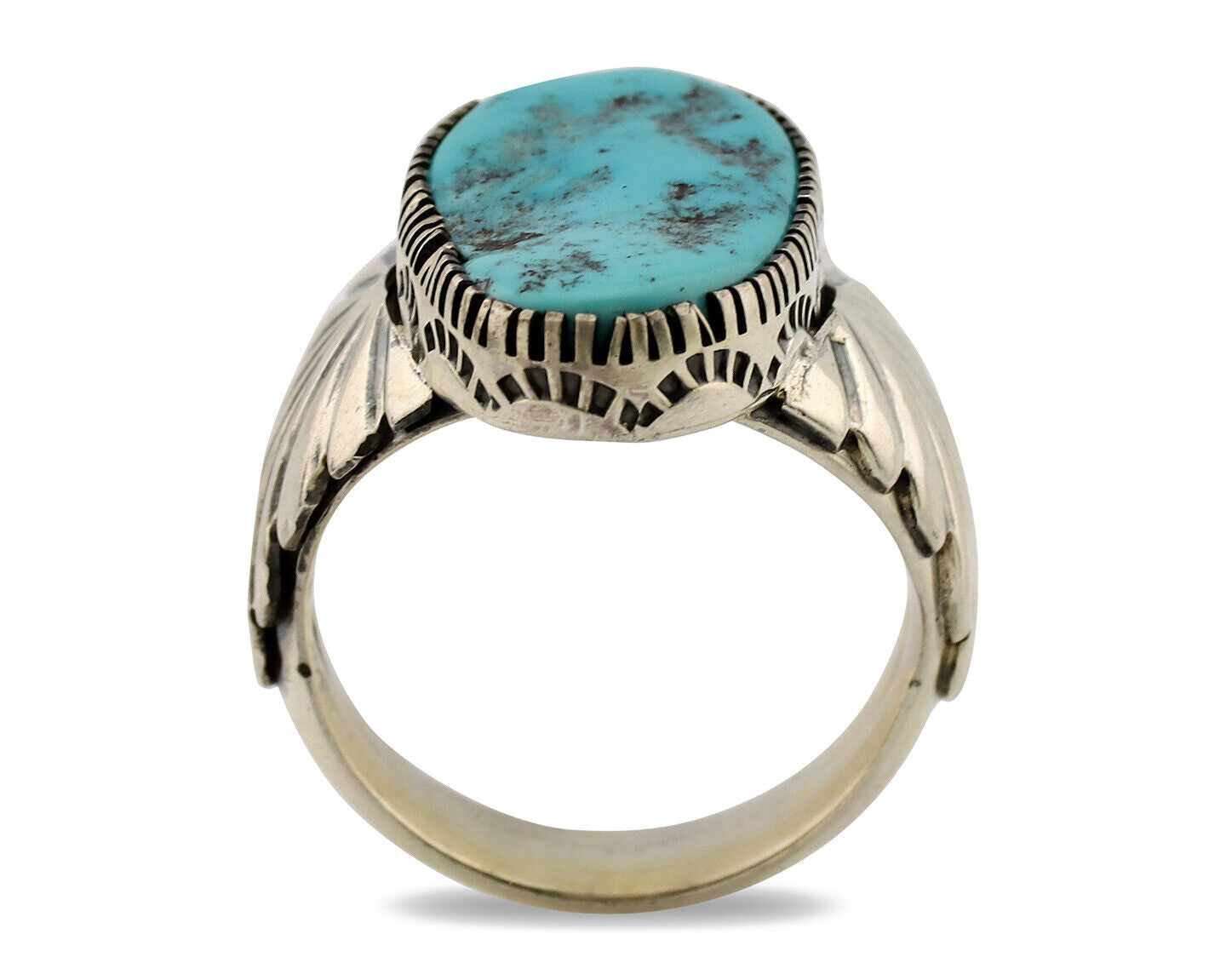 Navajo Ring .925 Silver Sleeping Beauty Turquoise Artist Signed DK C.80's