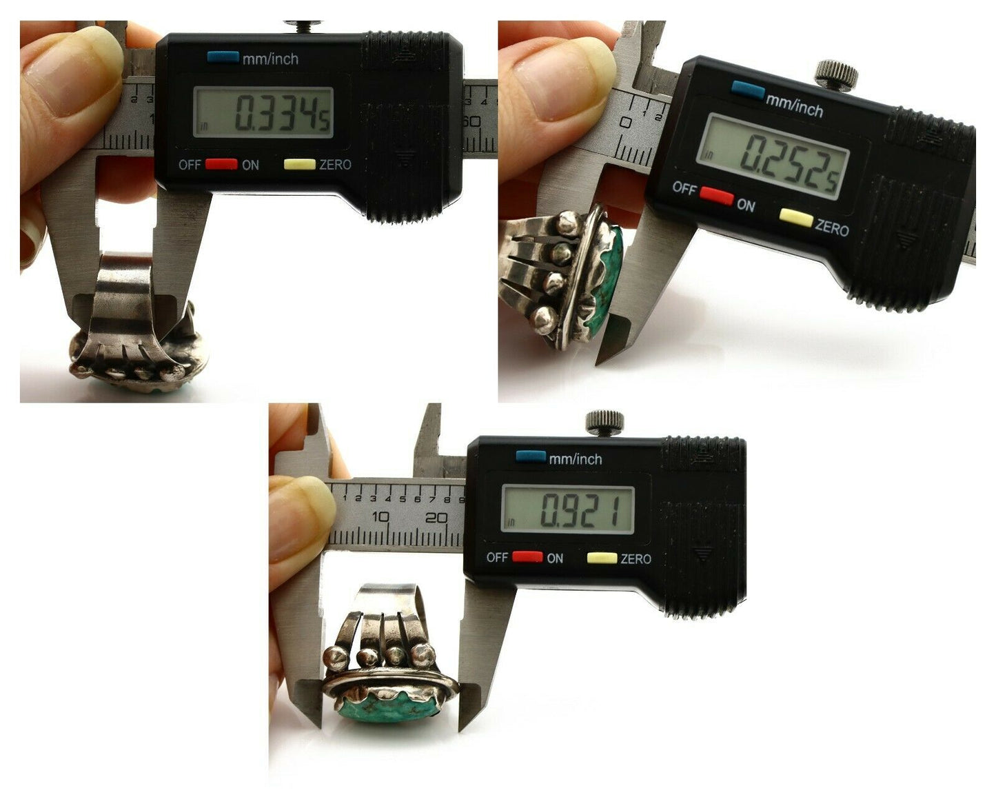 Navajo Ring .925 Silver Morenci Turquoise Native American Artist C80s