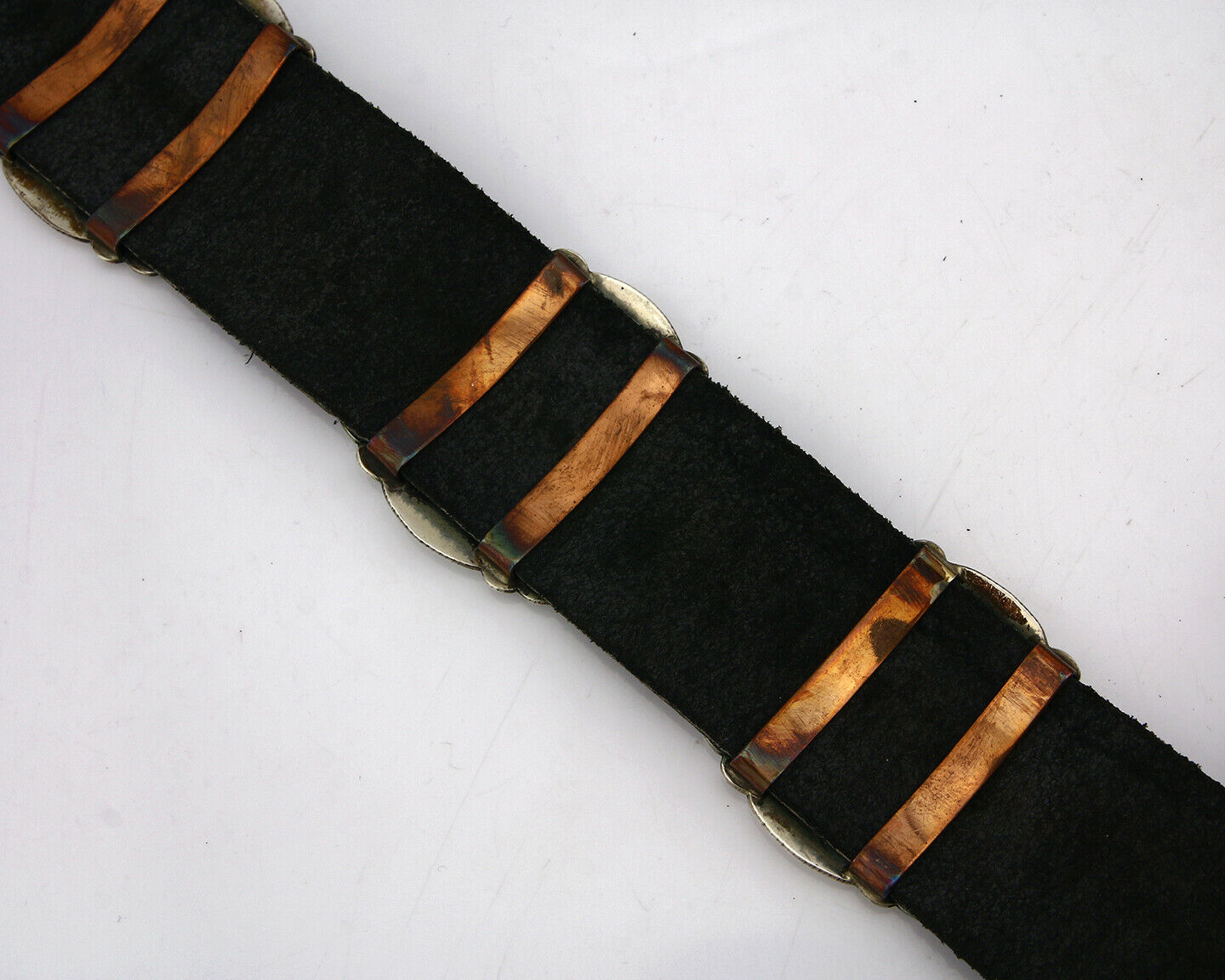 Navajo Concho Belt .925 Silver Hand Stamped Artist BB C.80's