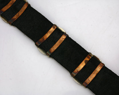 Navajo Concho Belt .925 Silver Hand Stamped Artist BB C.80's