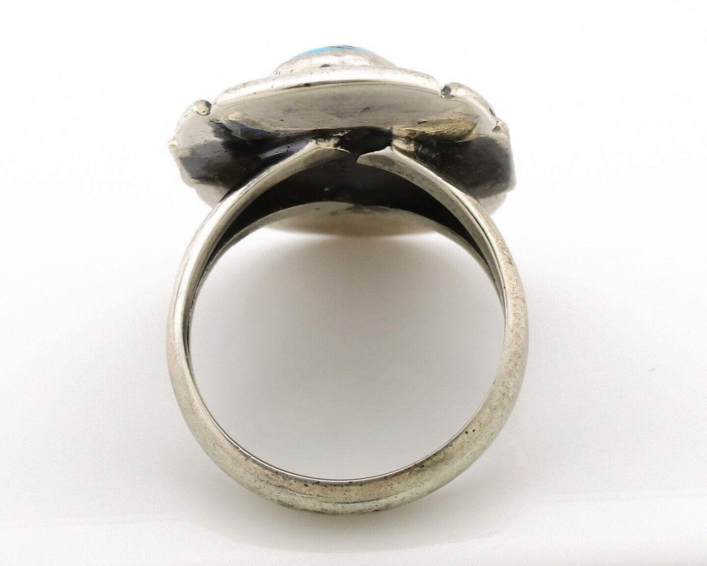 Navajo Ring .925 Silver Sleeping Beauty Turquoise Artist Signed M Montoya C.80's