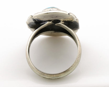 Navajo Ring .925 Silver Sleeping Beauty Turquoise Artist Signed M Montoya C.80's