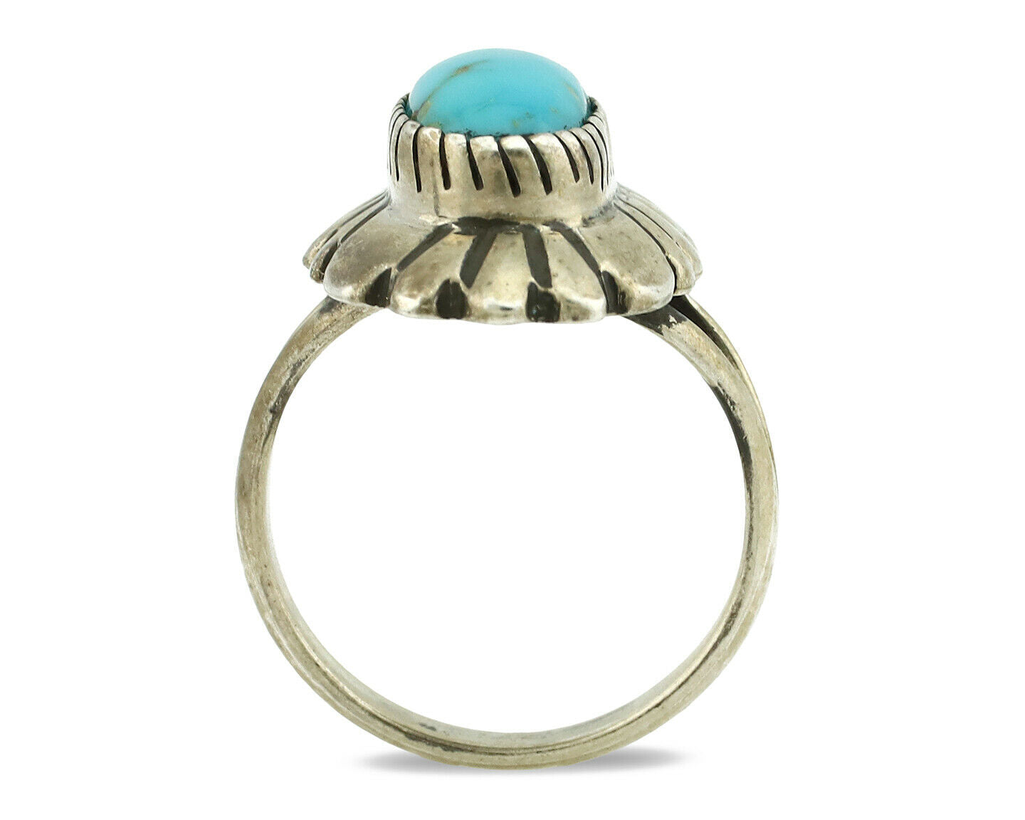Navajo Ring .925 Silver Arizona Turquoise Signed M Montoya C.80's