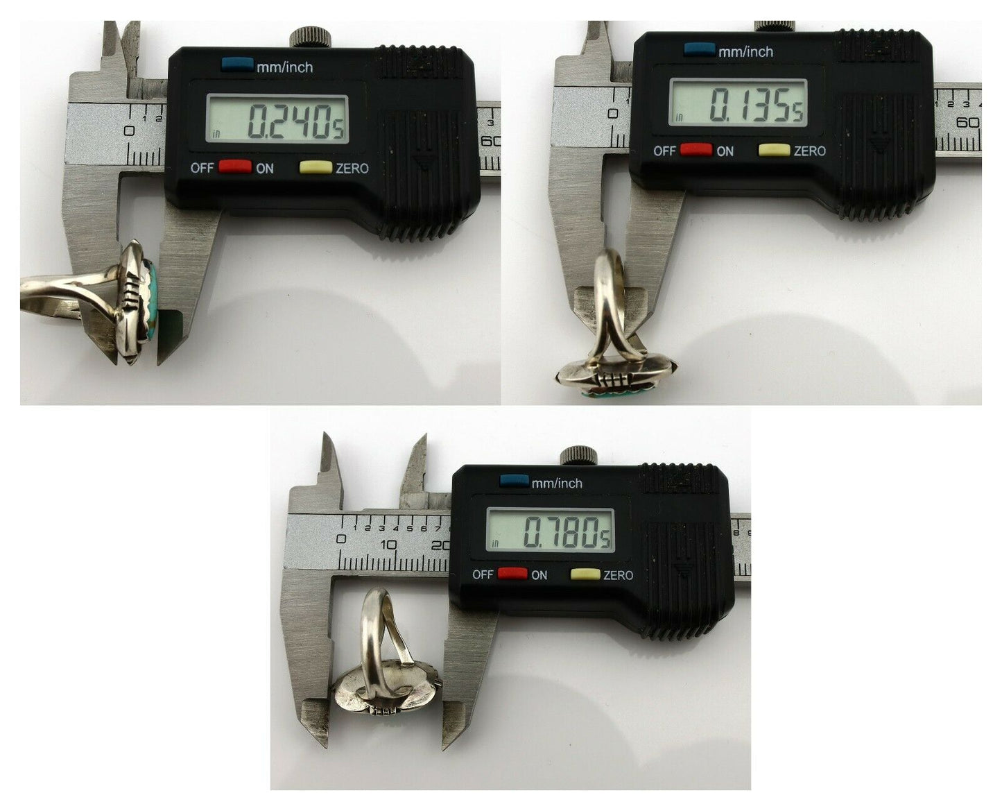 Navajo Ring .925 Silver Kingman Turquoise Handmade Native American Artist C.80's