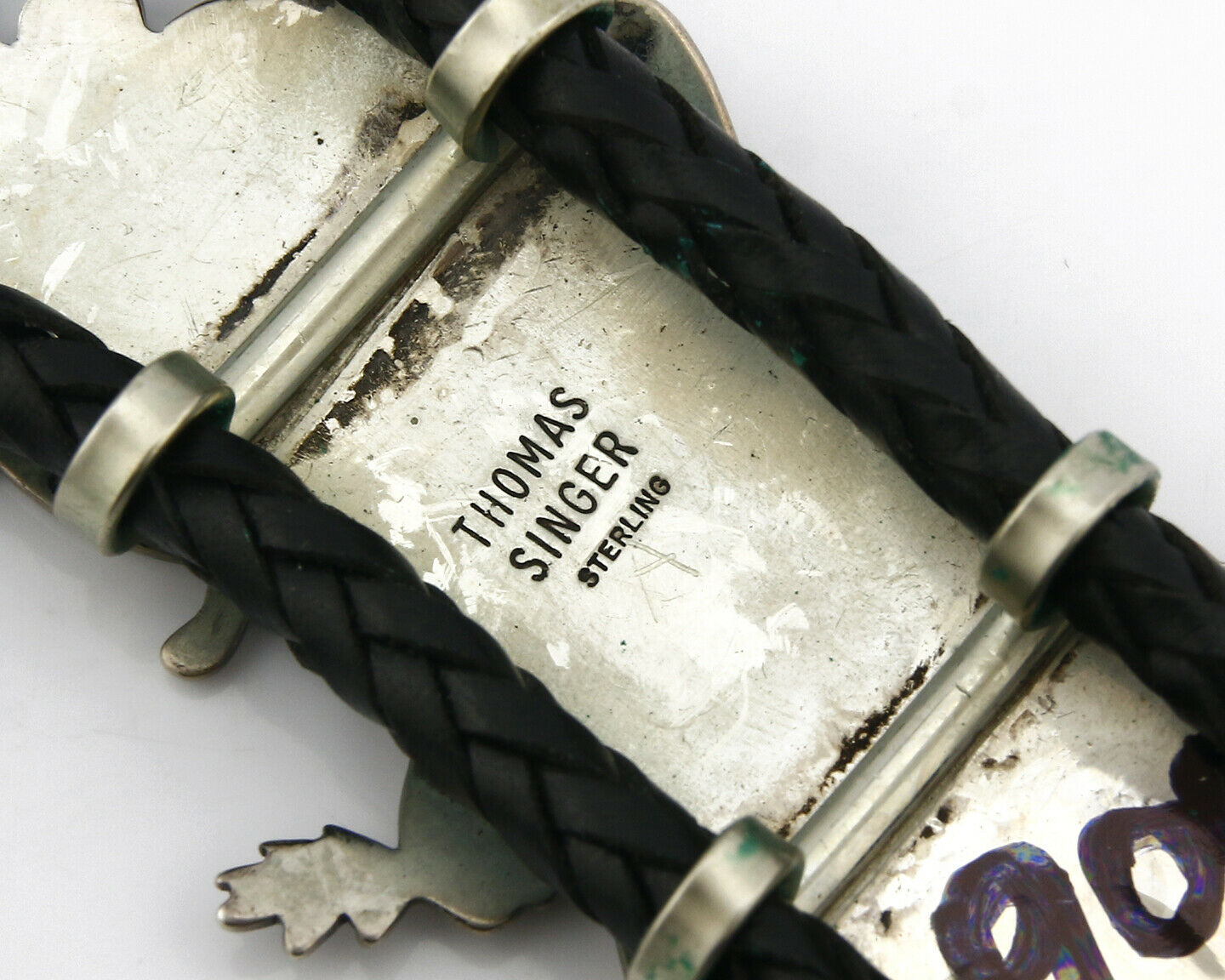 Navajo Kachina Bolo Tie .925 Silver Artist Signed Thomas Singer C.80's