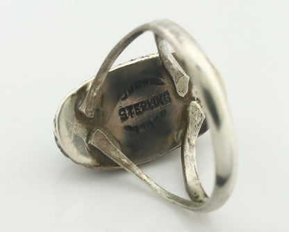 Navajo Handmade Ring 925 Silver Kingman Turquoise Signed M Montoya C.80's