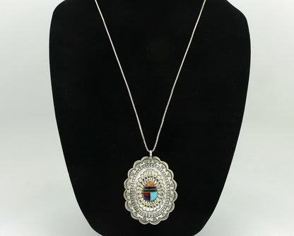 Navajo Necklace .925 Silver Gemstone Signed Marcella James C.80's