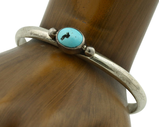 Navajo Bracelet .925 Silver Blue Turquoise Native American Artist C.80's