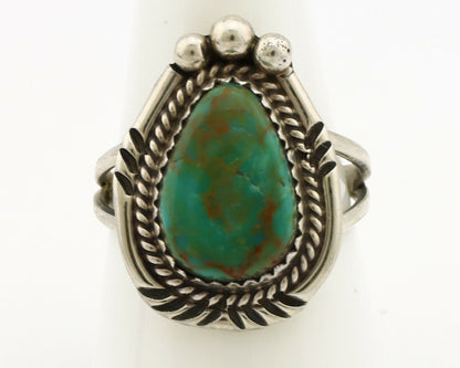 Navajo Ring .925 Silver Kingman Turquoise Artist Signed A C.1980's