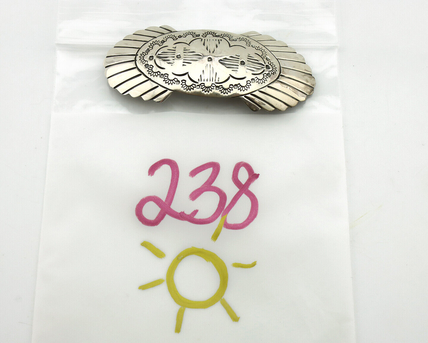 Navajo Hair Clip Barrette .925 Silver Hand Stamped Artist Signed C Montoya C80s