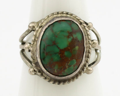 Navajo Ring .925 Silver Green Turquoise Native American Artist C.1980's