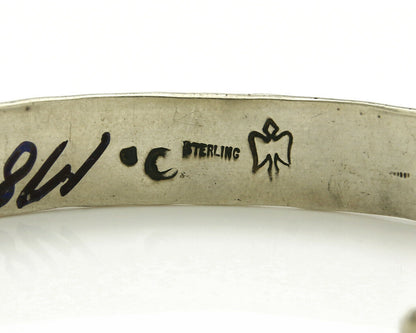 Navajo Bracelet .925 Silver Handmade Hand Stamped Signed Artist C Montoya C.80's