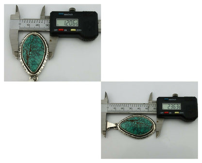 Navajo Pendant .925 Silver Spiderweb Turquoise Native American C.80's