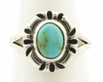 Navajo Ring .925 Silver Kingman Turquoise Artist Signed Gecko C.90's